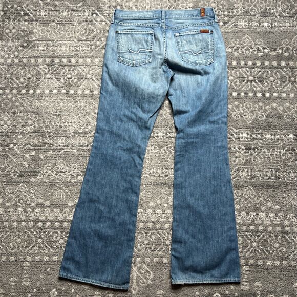 7 For All Mankind Flare Jeans Womens Size 30 Medium Wash Stretch Denim 30x32 USA - Picture 7 of 12